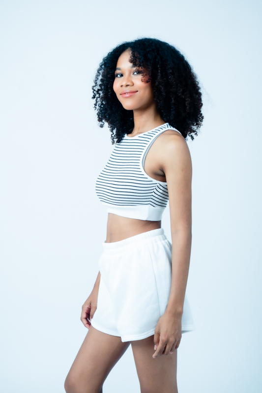 Natrada Sleeveless Striped Crop Top