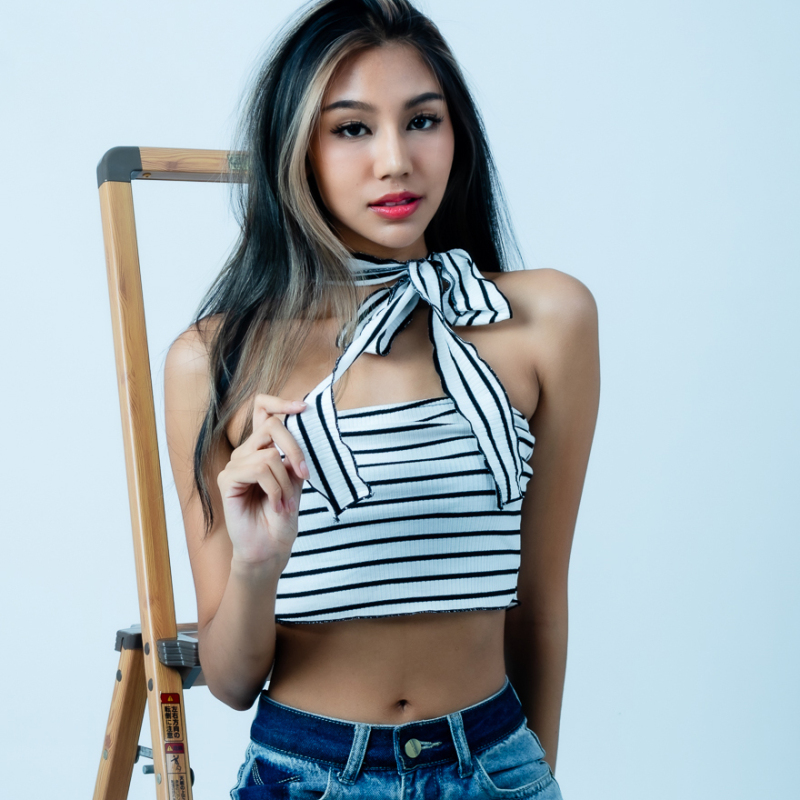 Natrada Striped Halter Crop Top