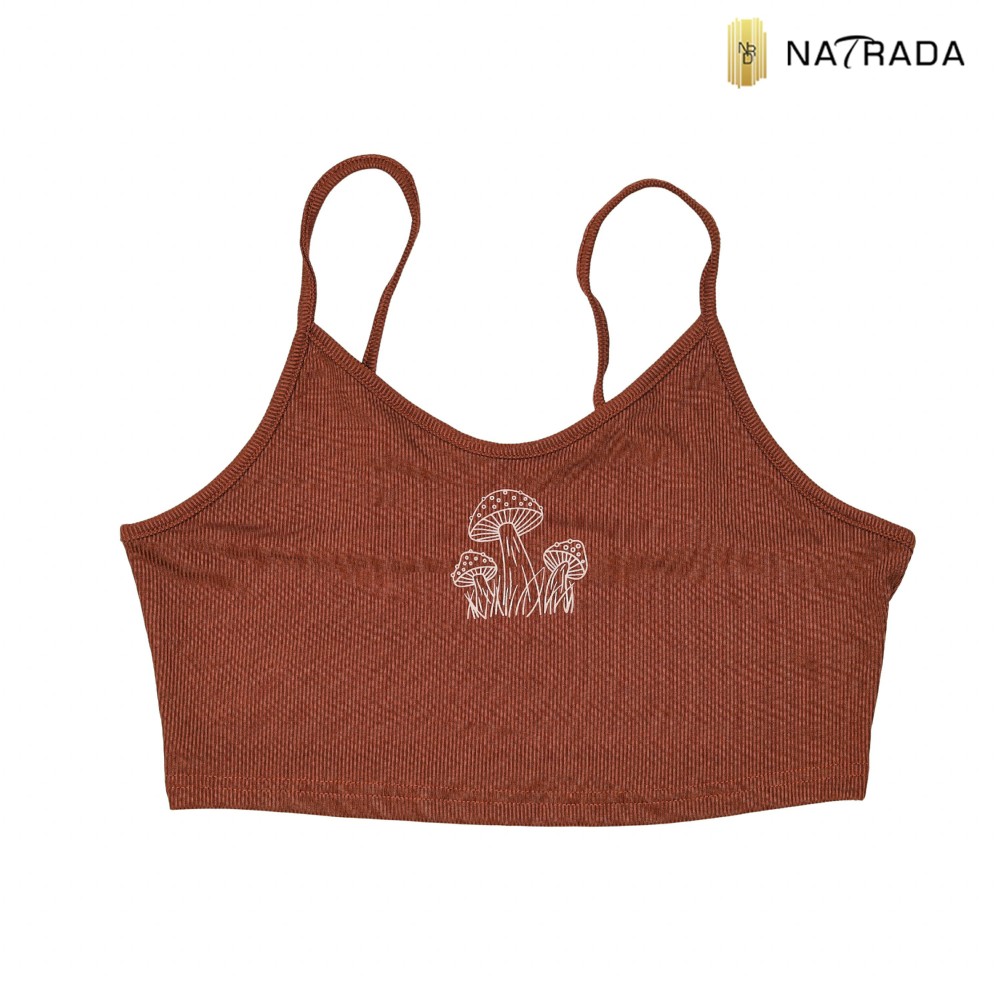 Natrada Sleeveless Crop Top | Brown, Mushroom