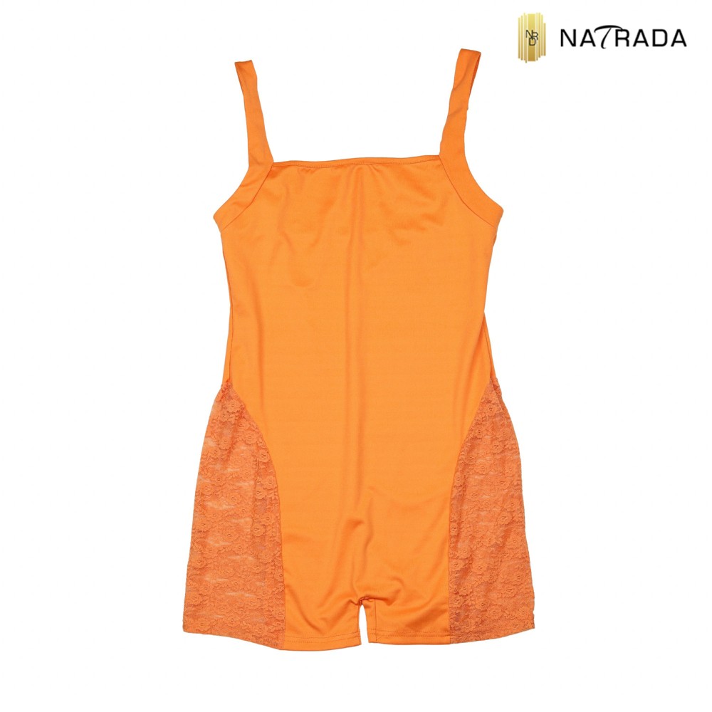 Natrada Sleeveless Short Jumpsuit | Orange, Lace
