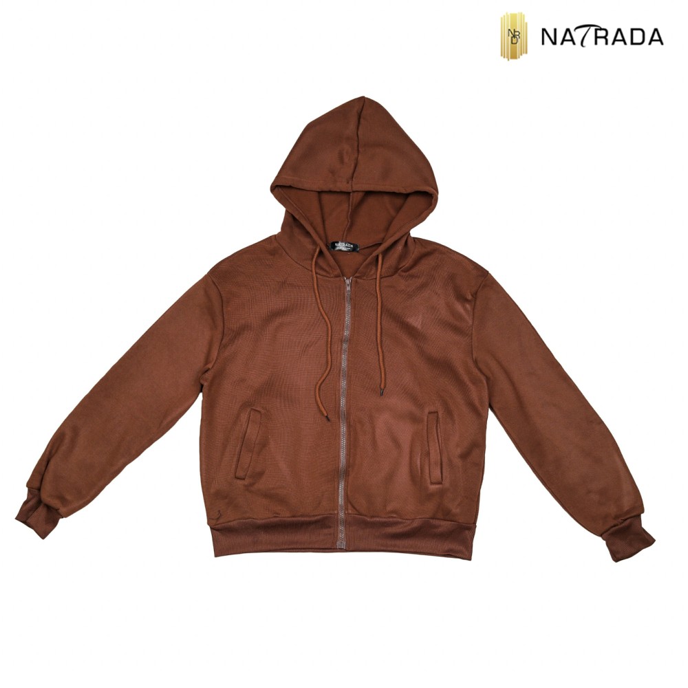 Natrada Zip up Sweater Hoodie | Brown