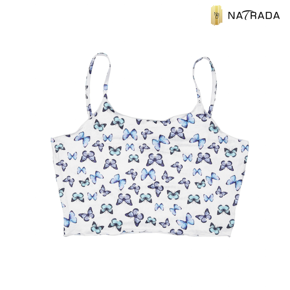 Natrada Camisole Crop Top | White, Butterfly