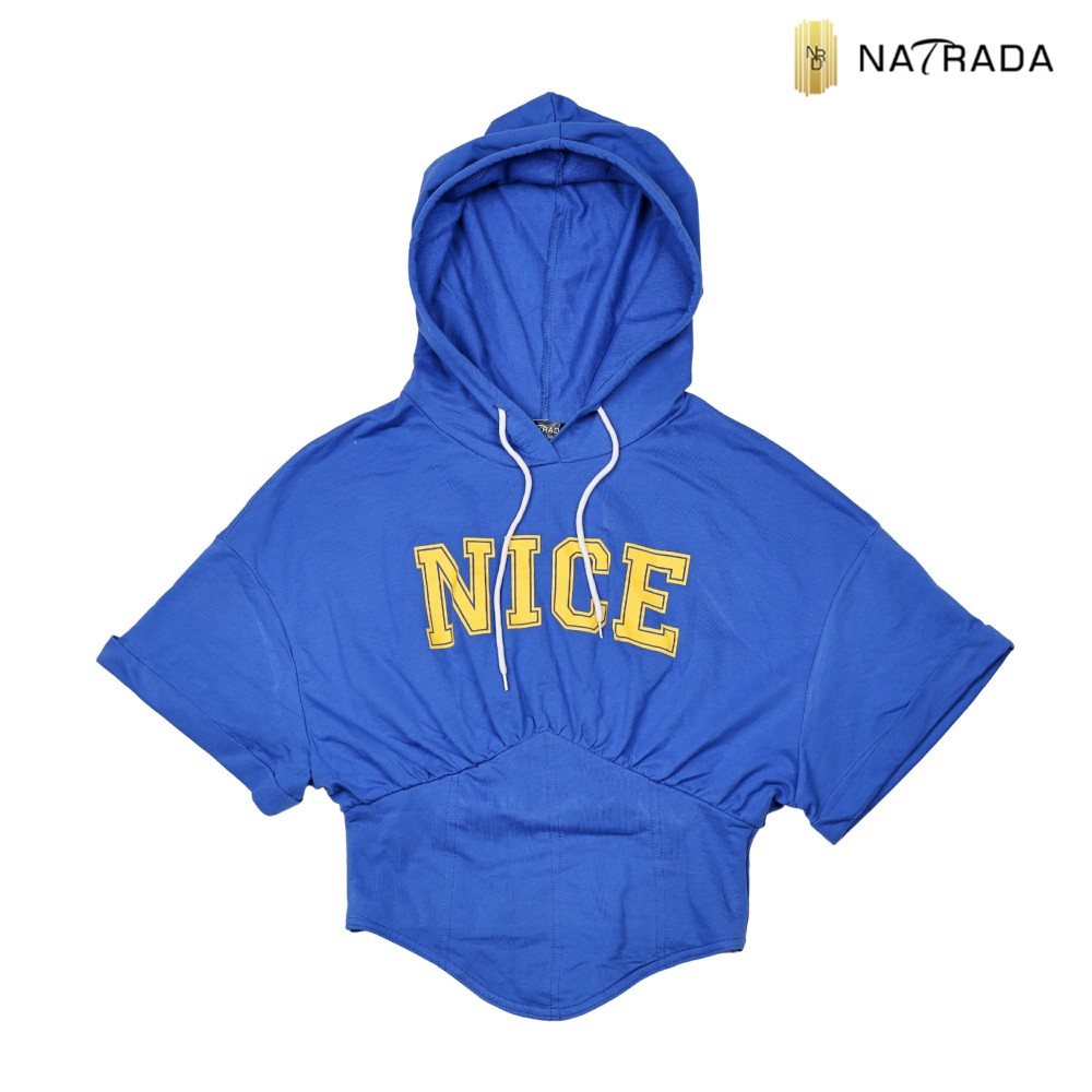 Natrada Corset Style Crop Hoodie | Blue