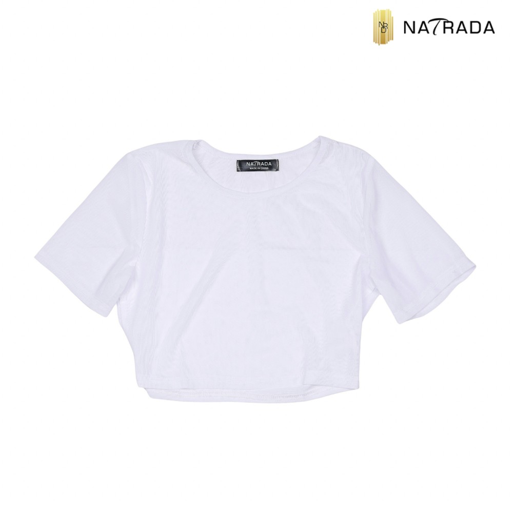 Natrada White Short Sleeve Crop Top