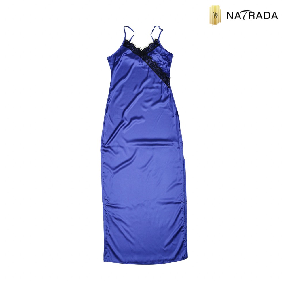 Natrada Satin Sleeveless Dress | Blue, Lace