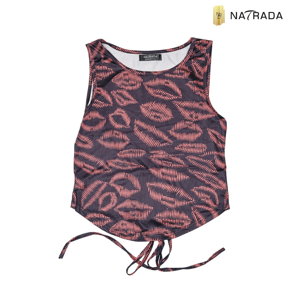Natrada Lip Print Sleeveless Tank Top
