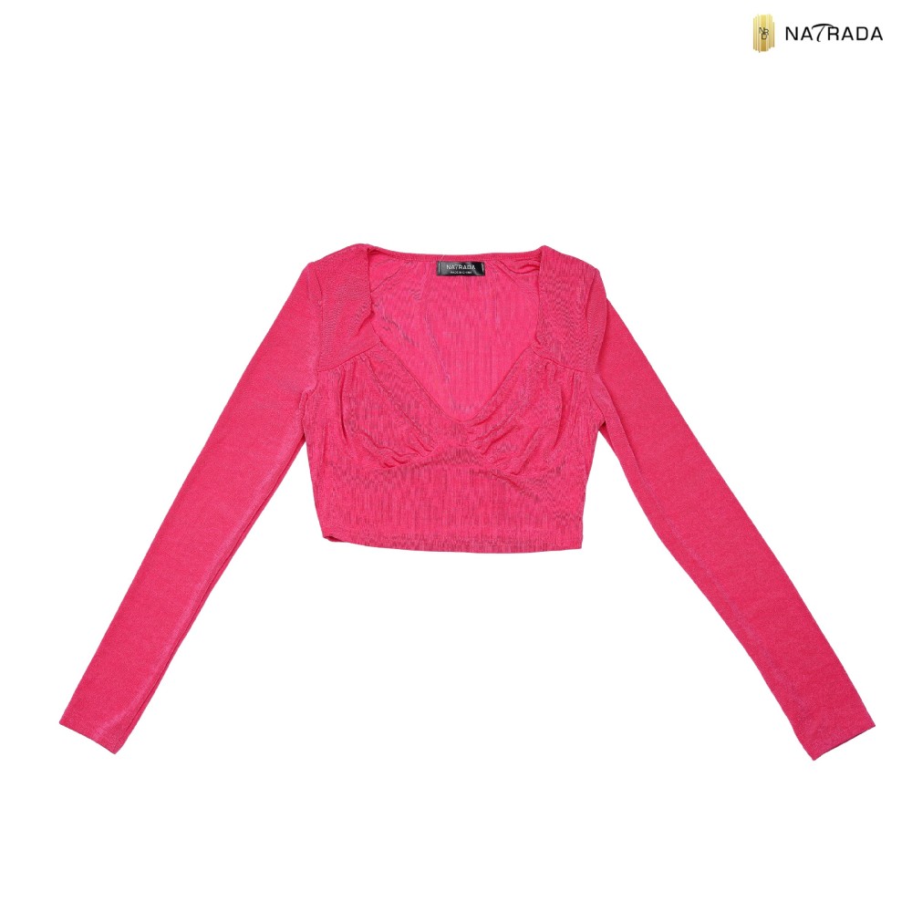 Natrada Long Sleeve Crop Top | Pink