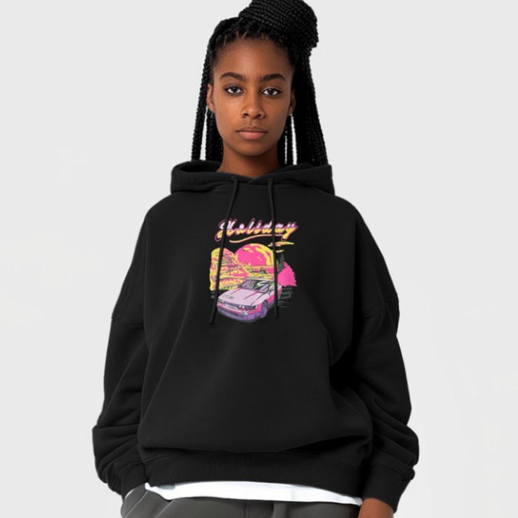 SHEIN Sweater Hoodie Holiday Car Print | Free Size