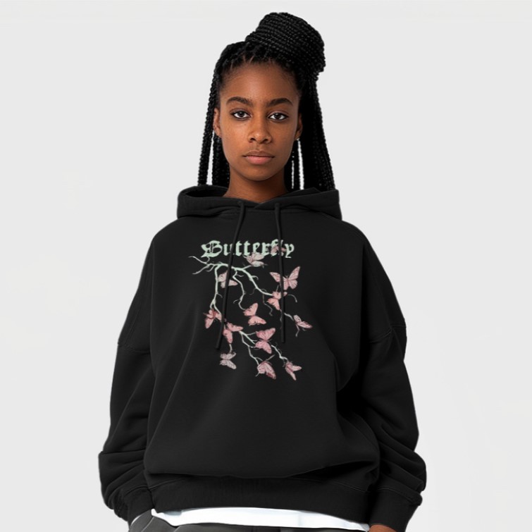 SHEIN Sweater Hoodie Butterfly Print | Free Size
