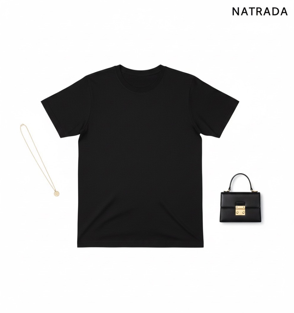 เสื้อยืด NATRADA สีดำ ผ้าคอตตอน 100% NATRADA black T-shirt, 100% cotton (Ships within 24 hours)