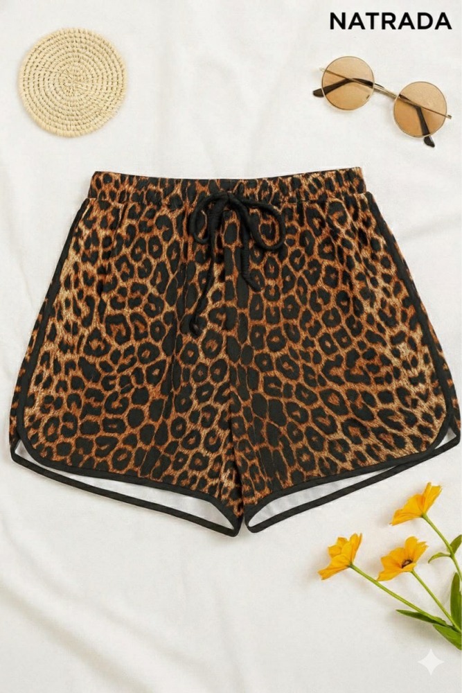 P-P005 : กางเกงขาสั้นสาวอวบ ลายเสือ Tiger print shorts for chubby girls (Ships within 24 hours)