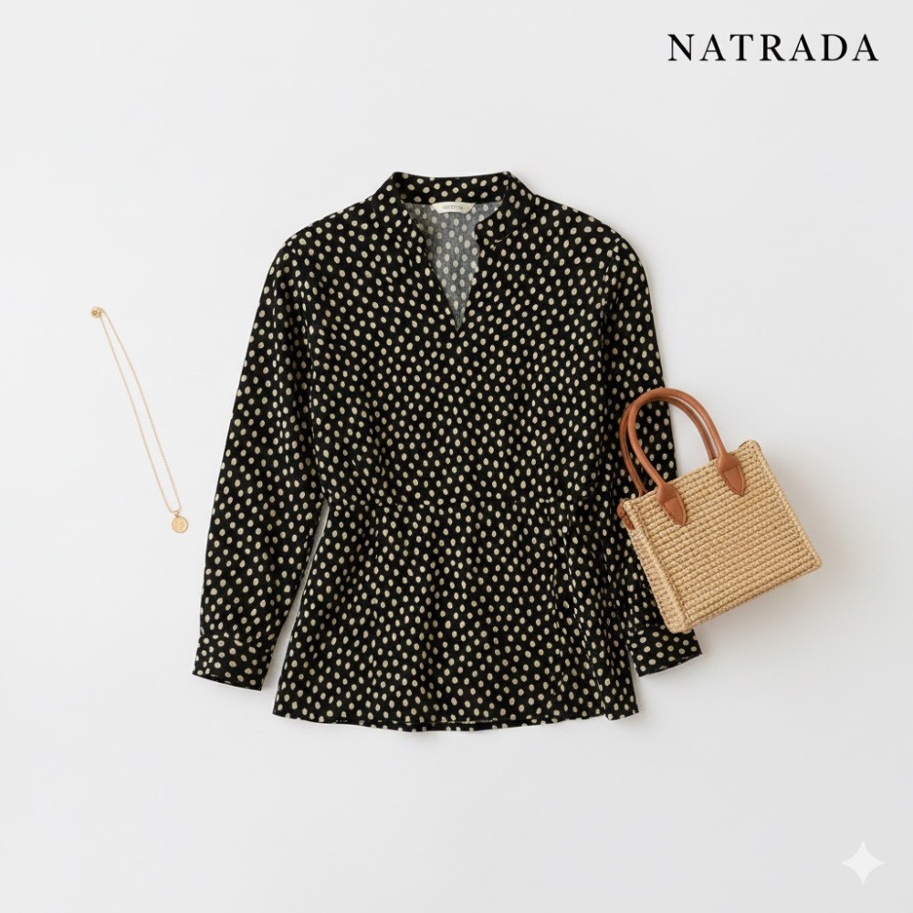 T-P023 : เสื้อแฟชั่นคอจีน แขนยาว ลายกราฟฟิค Fashionable Chinese collar shirt with long sleeves and graphic print