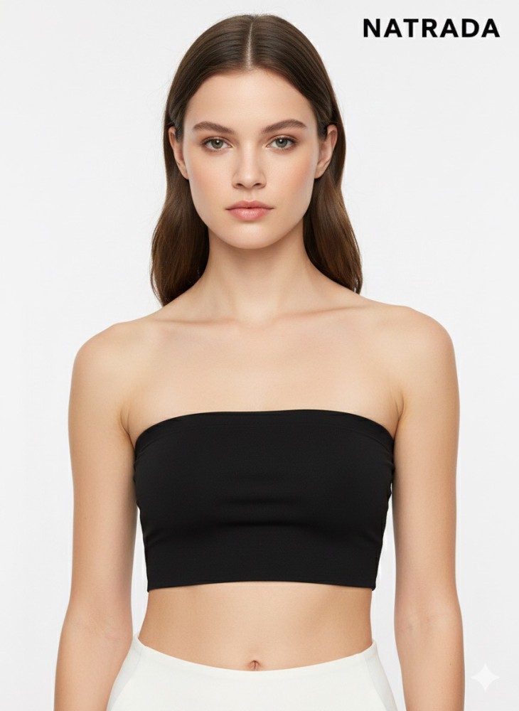 C007 :ครอปเกาะอก สีดำ (พร้อมส่งภายใน 24 ชม.) Black strapless crop top (Ready to ship within 24 hours)