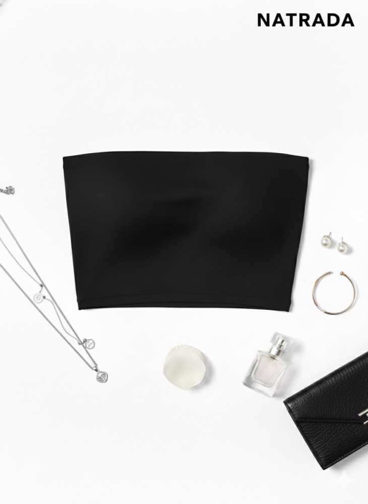 C007 :ครอปเกาะอก สีดำ (พร้อมส่งภายใน 24 ชม.) Black strapless crop top (Ready to ship within 24 hours)