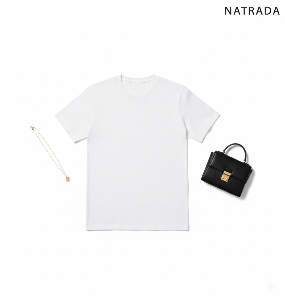 เสื้อยืด NATRADA สีขาว ผ้าคอตตอน 100% NATRADA White T-shirt, 100% cotton (Ships within 24 hours)