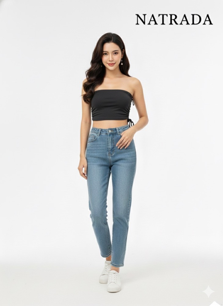 C012 :ครอปเกาะอก สีเทาเข้ม (พร้อมส่งภายใน 24 ชม.)  Dark Gray Strapless Crop Top (Ready to Ship Within 24 Hours)