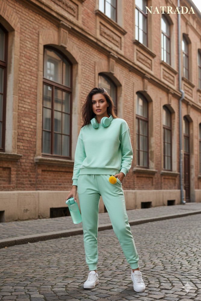 S01 : ชุดเซท Natrada เสื้อแขนยาวและกางเกง สีเขียว Natrada set: long-sleeve shirt and pants, green  (ready to ship within 24 hours)