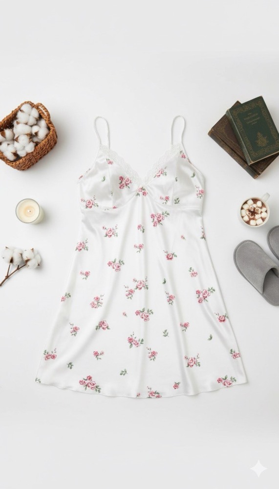 A15 เดรสชุดนอนสายเดี่ยว ลายดอกเซ็กซี่ (พร้อมส่งภายใน 24 ชม.) Sexy floral print spaghetti strap nightdress (Ready to ship within 24 hours)