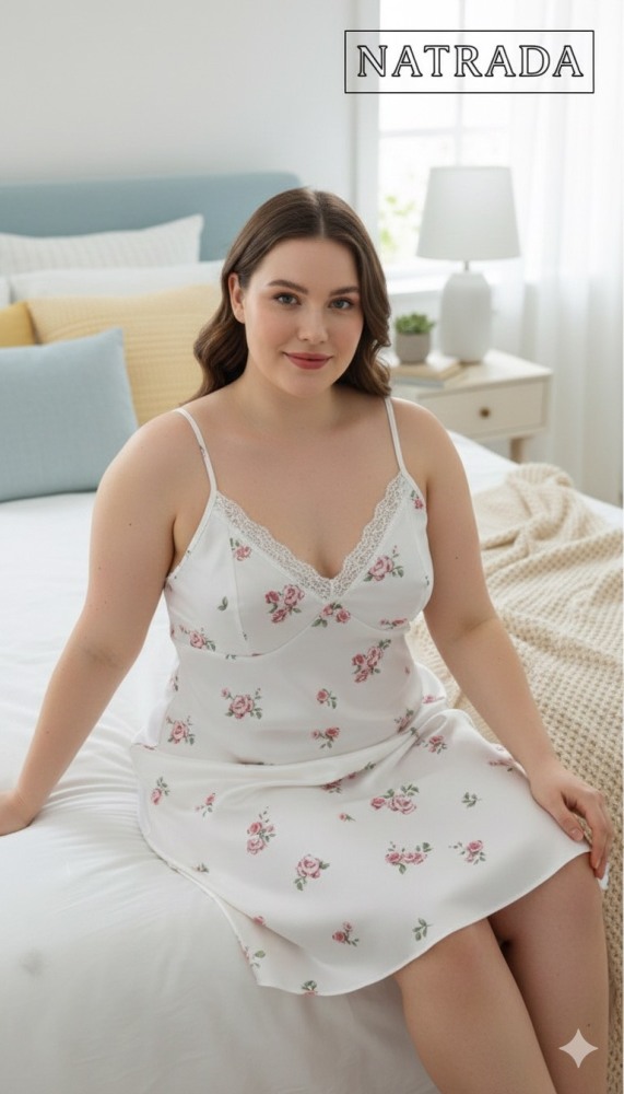 A15 เดรสชุดนอนสายเดี่ยว ลายดอกเซ็กซี่ (พร้อมส่งภายใน 24 ชม.) Sexy floral print spaghetti strap nightdress (Ready to ship within 24 hours)
