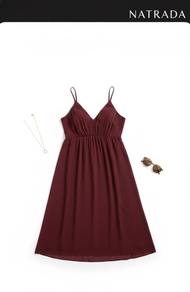 A25 เดรสชุดนอนยาว สายเดี่ยว สีแดง (พร้อมส่งภายใน 24 ชม.) Red spaghetti strap long nightdress (Ready to ship within 24 hours)