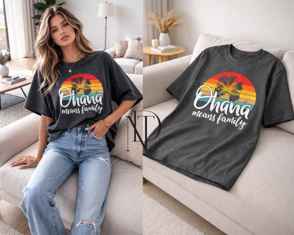 TS03 : เสื้อยืดโอเวอร์ไซซ์ลาย “Ohana Means Family” (พร้อมส่งภายใน 24 ชม.)  Oversized “Ohana Means Family” Graphic T-Shirt (Ready to ship within 24 hours)