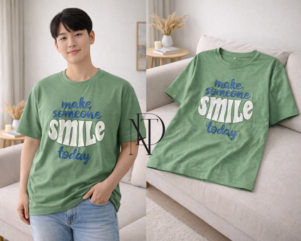 TS07 : เสื้อยืดลาย “Make Someone Smile Today”  (พร้อมส่งภายใน 24 ชม.) “Make Someone Smile Today” Graphic T-Shirt (Ready to ship within 24 hours)