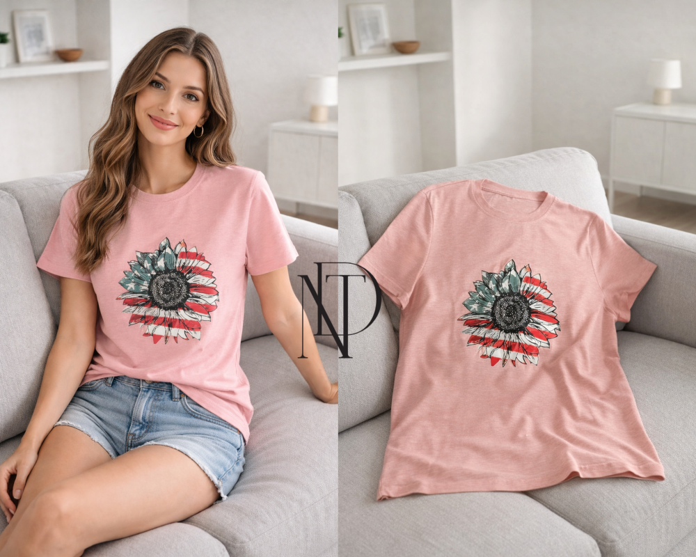 TS08 : เสื้อยืดลายดอกทานตะวัน (พร้อมส่งภายใน 24 ชม.) Sunflower Graphic T-Shirt (Ready to ship within 24 hours)