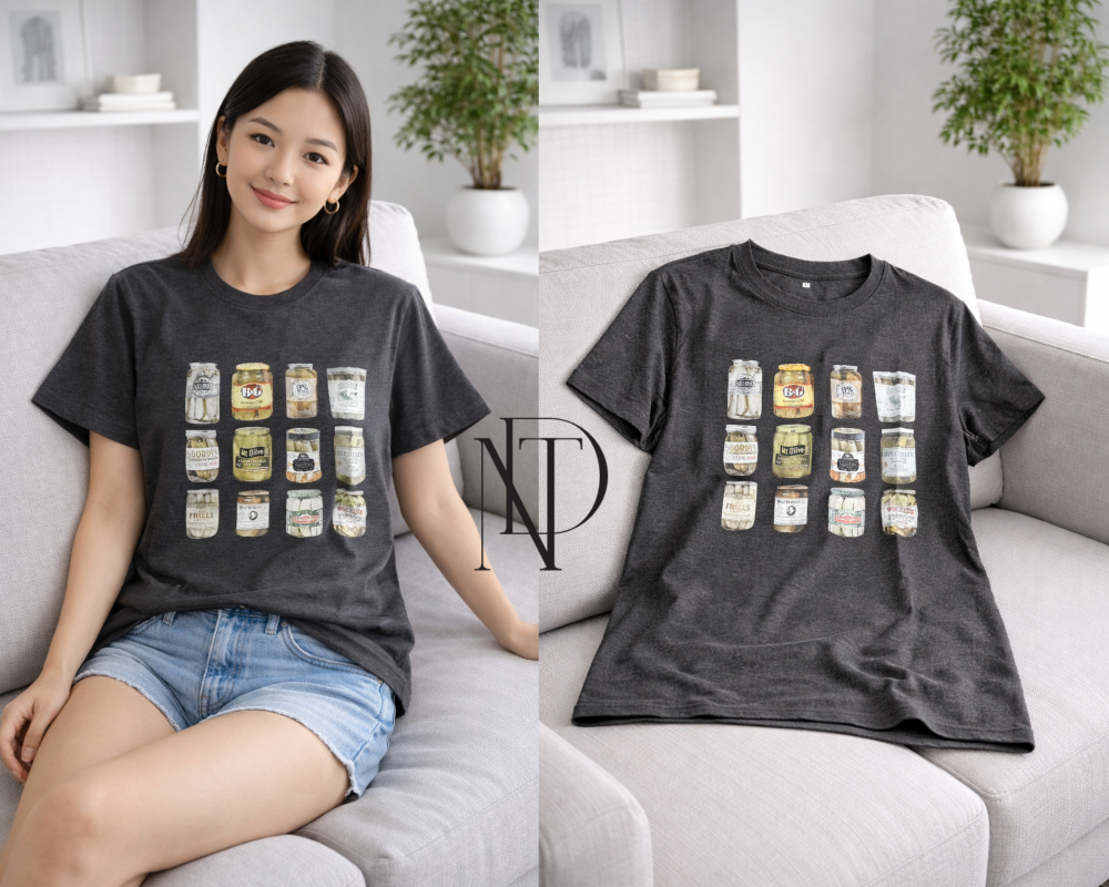 TS09 : เสื้อยืดลายขวดโหลวินเทจ (พร้อมส่งภายใน 24 ชม.)  Vintage Jar Graphic T-Shirt (Ready to ship within 24 hours)