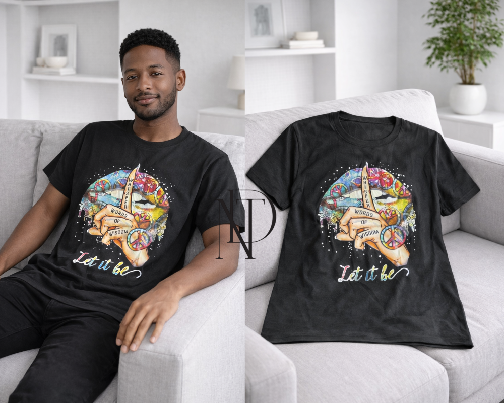 TS011 : เสื้อยืดลาย “Let It Be” สไตล์อาร์ตกราฟิก (พร้อมส่งภายใน 24 ชม.) “Let It Be” Art Graphic T-Shirt (Ready to ship within 24 hours)