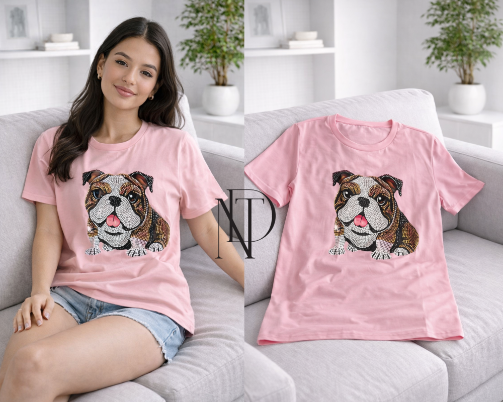TS013 : เสื้อยืดลายน้องหมาบูลด็อก (พร้อมส่งภายใน 24 ชม.) Bulldog Graphic T-Shirt (Ready to ship within 24 hours)