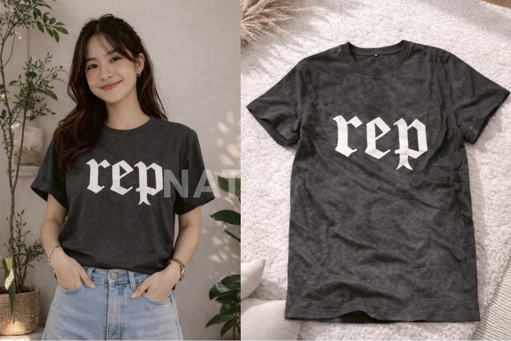 TS042 : เสื้อยืดลายตัวอักษร REP สไตล์วินเทจ (พร้อมส่งภายใน 24 ชม.) Vintage style REP lettering T-shirt (ships within 24 hours)