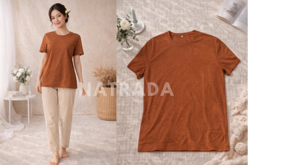TS049 : เสื้อยืดสีล้วน โทนน้ำตาล (พร้อมส่งภายใน 24 ชม.) Plain brown T-shirt (ready to ship within 24 hours)