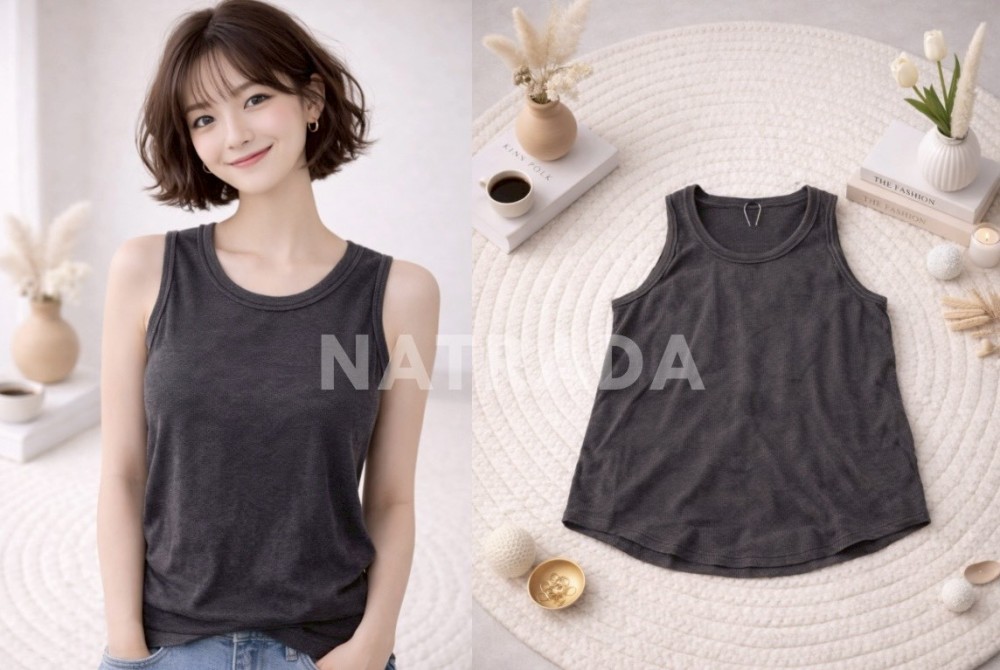 F031 : เสื้อกล้ามผู้หญิง คอกลม สีเทา (พร้อมส่งภายใน 24 ชม.) Women's tank top, round neck, gray (ready to ship within 24 hours)