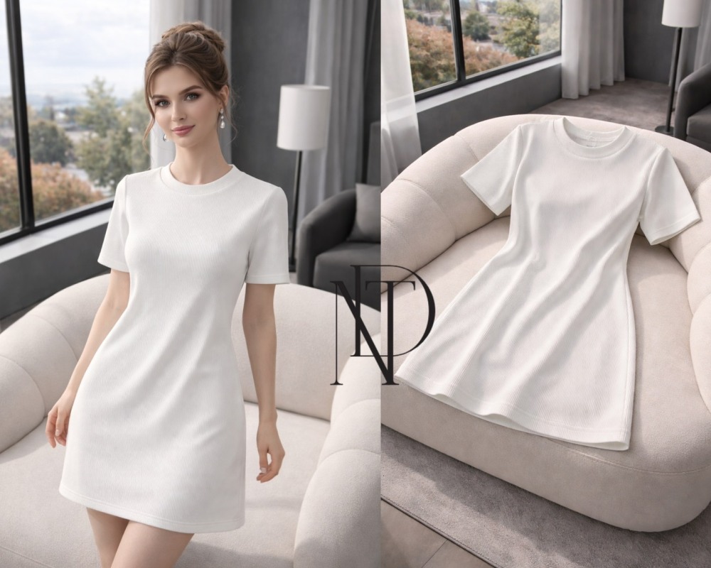 D045 : เดรสขาวมินิมอลละมุน (พร้อมส่งภายใน 24 ชม.) A lovely minimalist white dress (ready to ship within 24 hours)