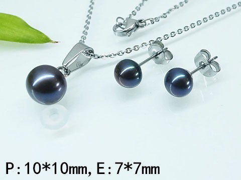Stainless Steel Jewelry Pearl Silvery SET
