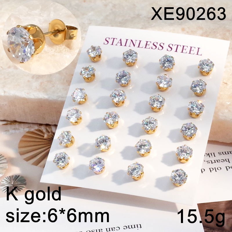 Stainless Steel Jewelry New Trendy Golden CZ Stone Earring