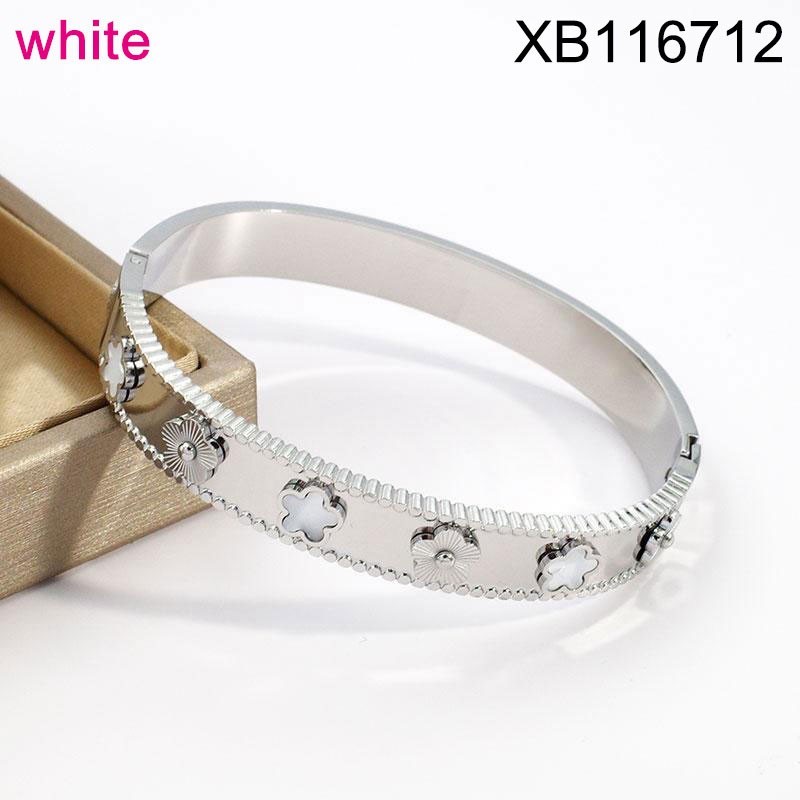 Stainless Steel Jewelry New Trendy White Plum Blossom Silvery Bangle