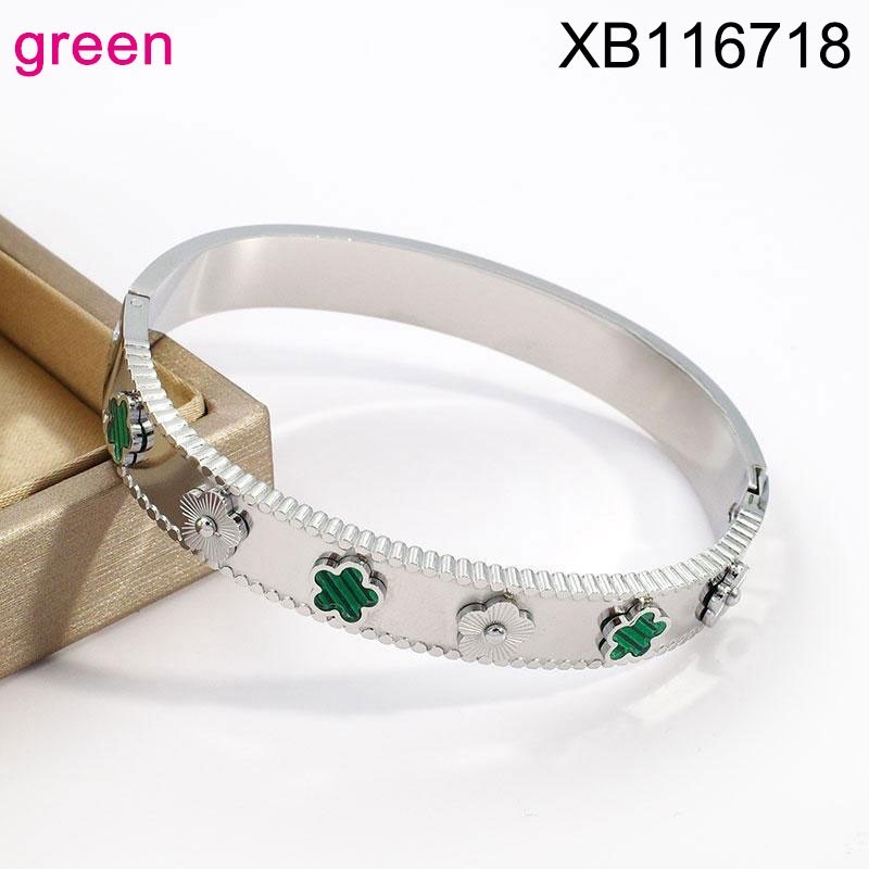 Stainless Steel Jewelry New Trendy White Plum Blossom Silvery Bangle