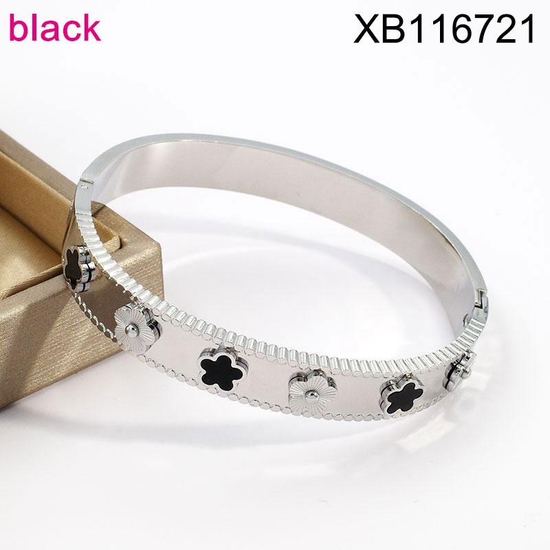 Stainless Steel Jewelry New Trendy White Plum Blossom Silvery Bangle