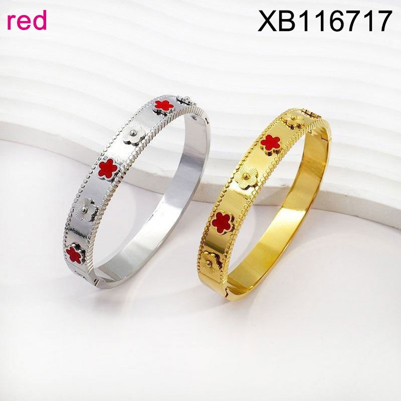 Stainless Steel Jewelry New Trendy White Plum Blossom Silvery Bangle