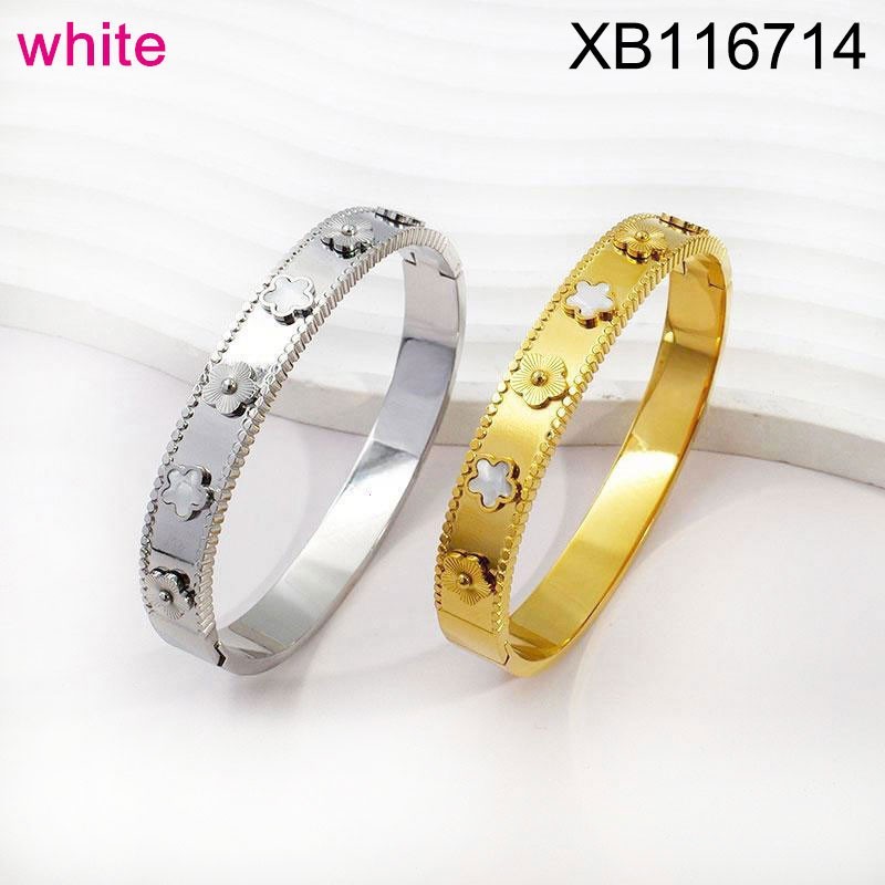 Stainless Steel Jewelry New Trendy White Plum Blossom Silvery Bangle