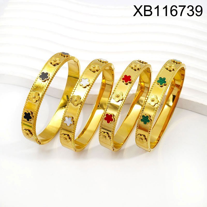 Stainless Steel Jewelry New Trendy White Plum Blossom Silvery Bangle