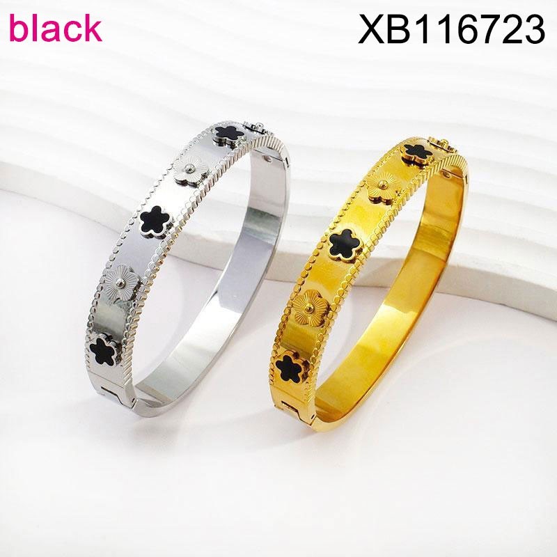 Stainless Steel Jewelry New Trendy White Plum Blossom Silvery Bangle