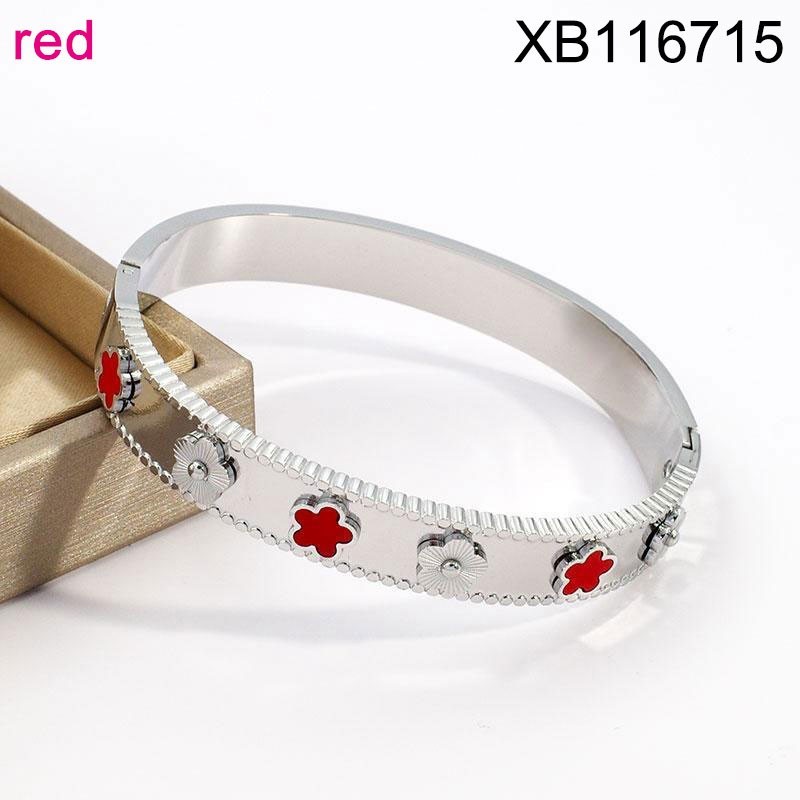 Stainless Steel Jewelry New Trendy White Plum Blossom Silvery Bangle