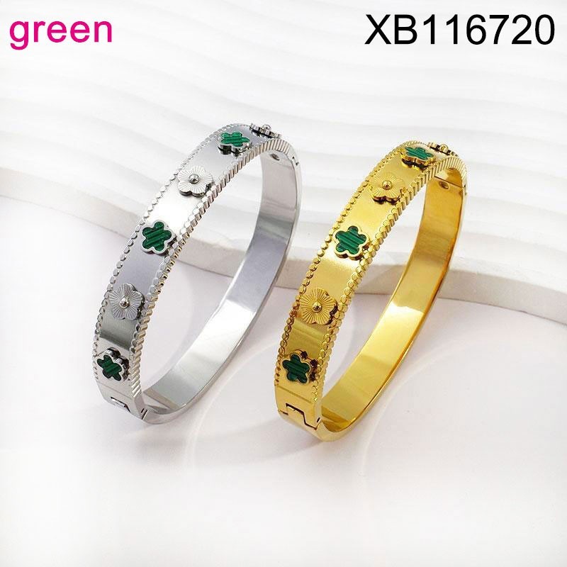 Stainless Steel Jewelry New Trendy White Plum Blossom Silvery Bangle