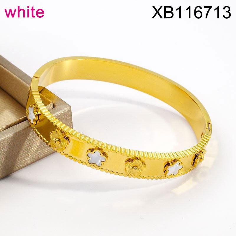 Stainless Steel Jewelry New Trendy White Plum Blossom Silvery Bangle