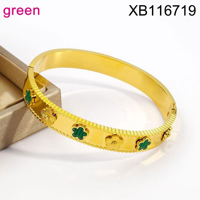 Stainless Steel Jewelry New Trendy White Plum Blossom Silvery Bangle