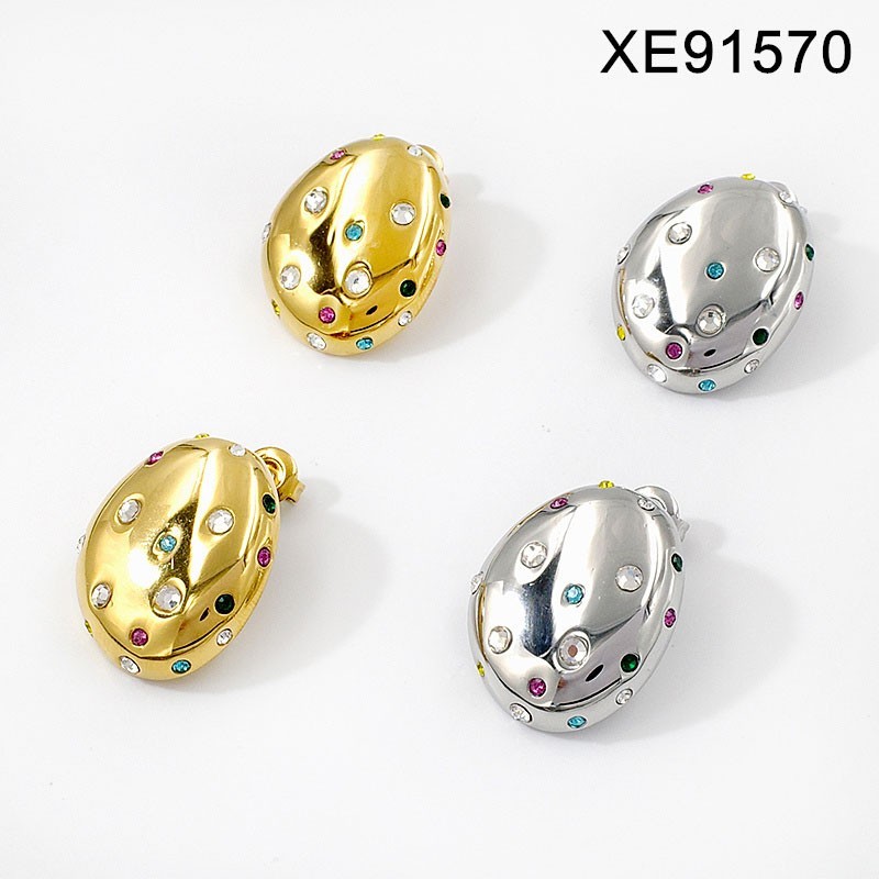 Stainless Steel Jewelry New Trendy Sticky Stone Earrings
