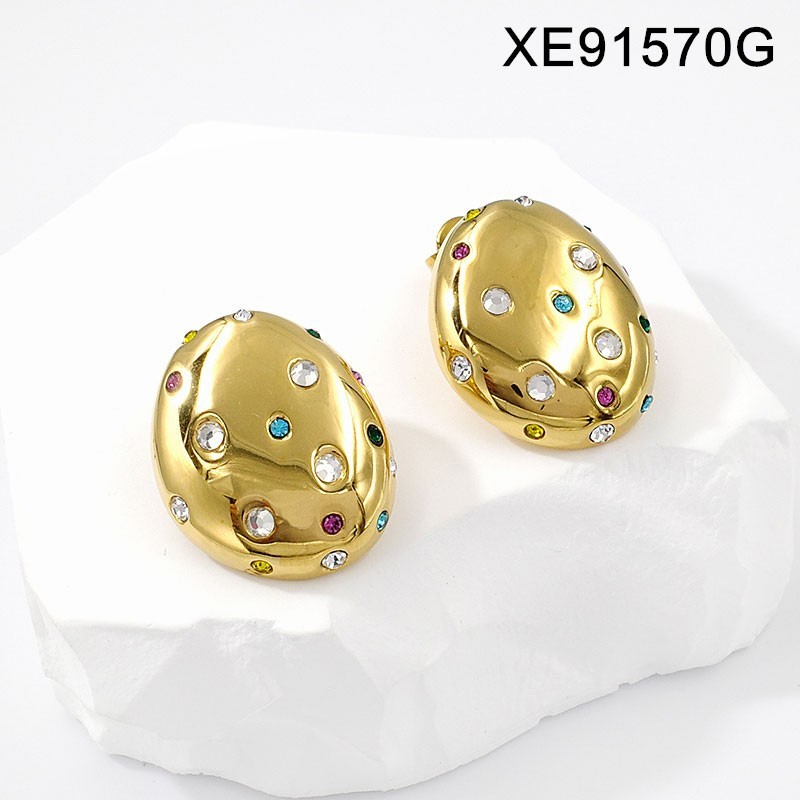 Stainless Steel Jewelry New Trendy Sticky Stone Earrings