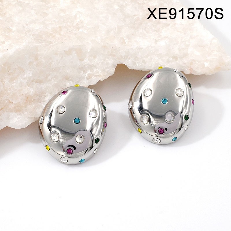 Stainless Steel Jewelry New Trendy Sticky Stone Earrings